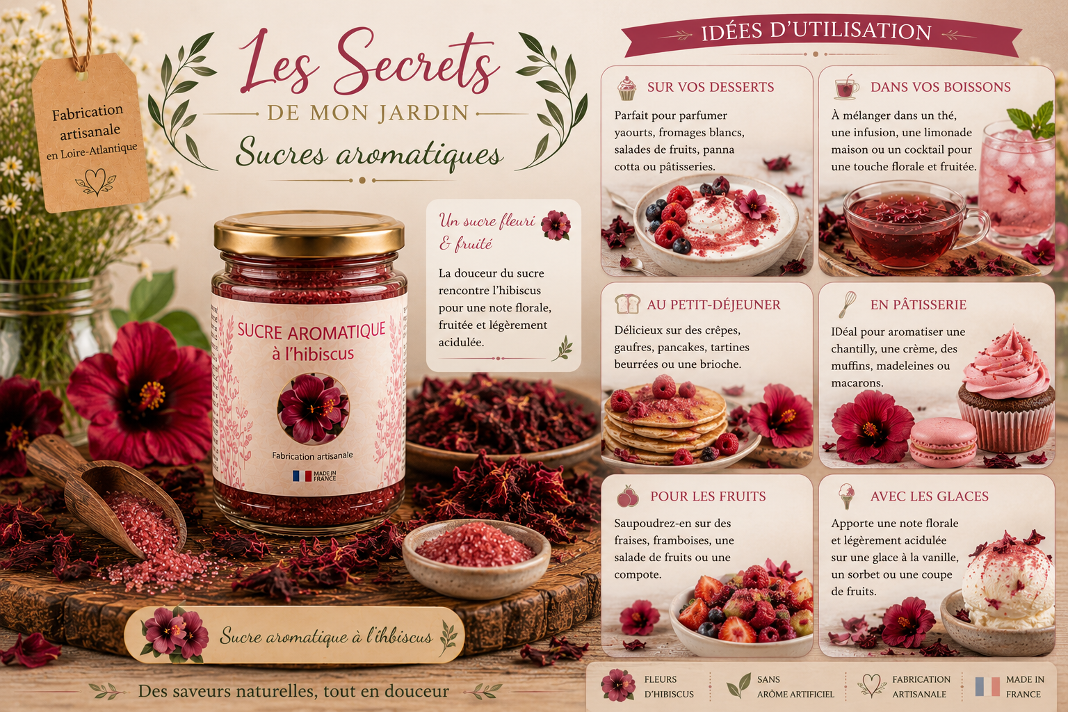 Sucre aromatique à l'hibiscus